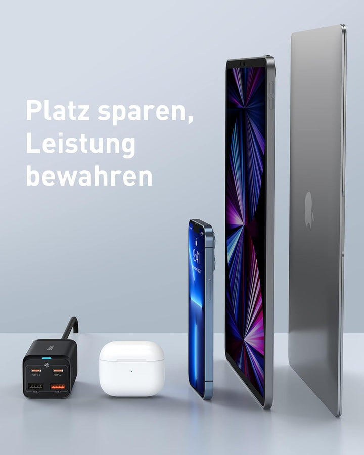 Baseus USB C Ladegerät, 65W USB C Netzteil 4 Ports GaN Charger mit 1.5m AC Kabel und 100W USB C Kabe