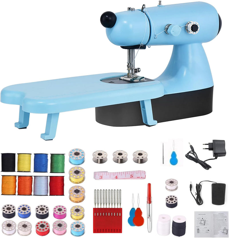 Mini Nähmaschine Set,Tragbare Sewing Machine mit LED Lampe,Gerade Linie Elektrische Sewing Machine f