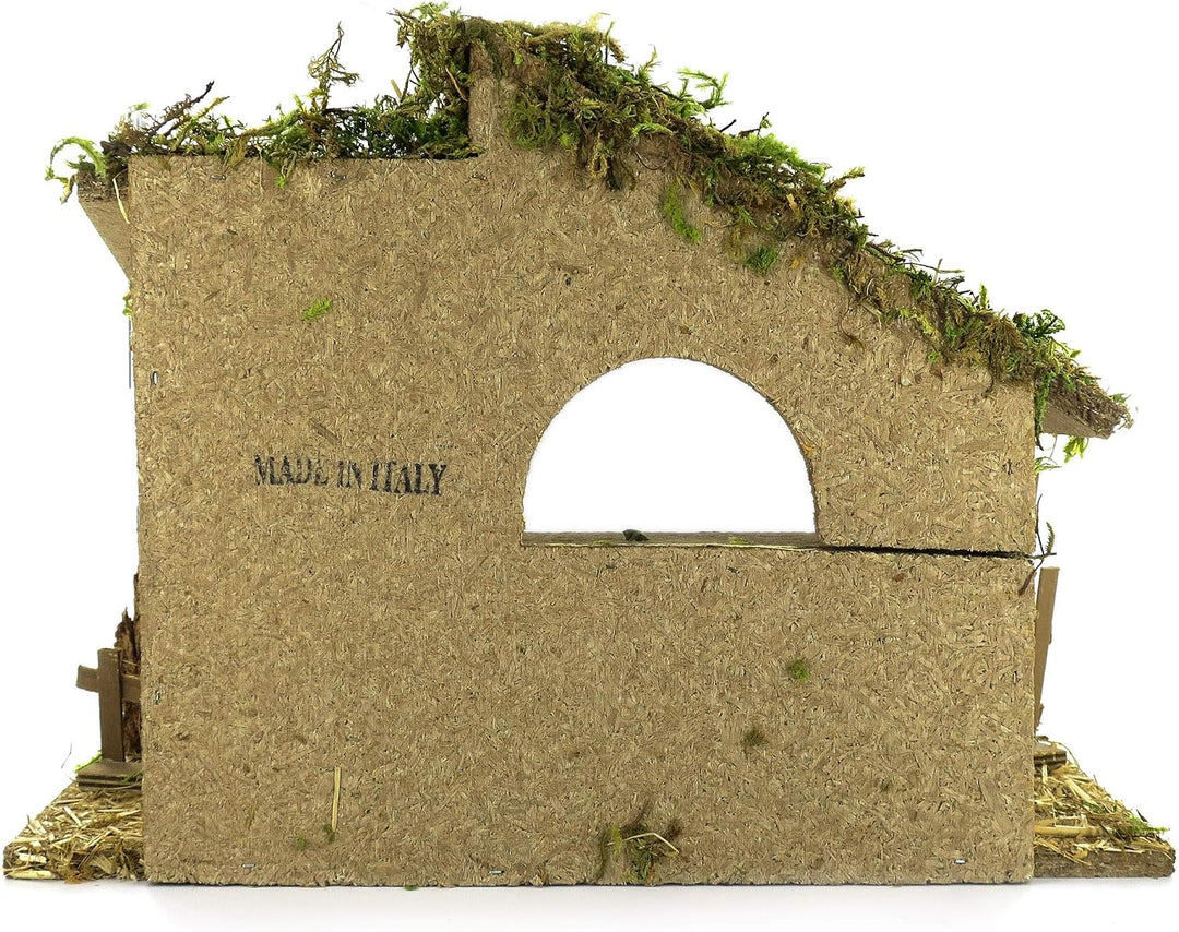 Bertoni Leere Holzhütte mit Zaun und Fenster, Holz, Mehrfarbig, Einheitsgrösse