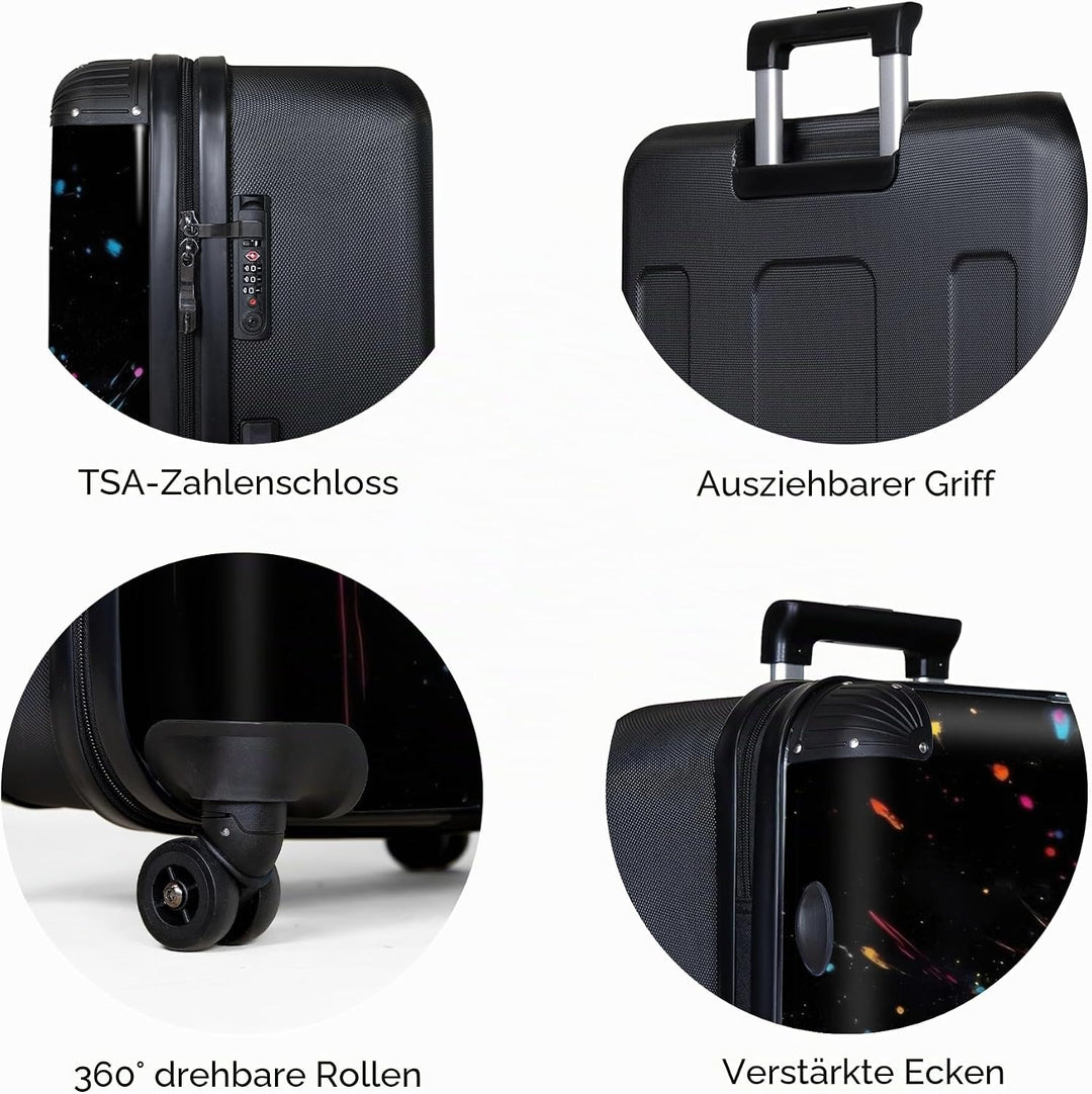 NoBoringSuitcases.com® Koffer XL Gross 77x51.5x28 cm Reisekoffer mit 4 Rollen Leicht Trolley Hartsch