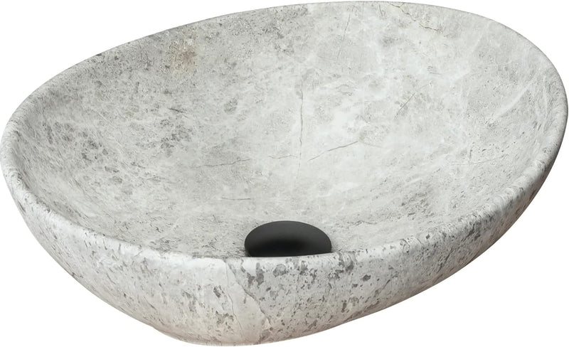 VBChome Badmöbel 60 cm Weiss Aufsatzwaschbecken Sofia Light Stone Matt 41x35 cm Unterputzarmaturen S