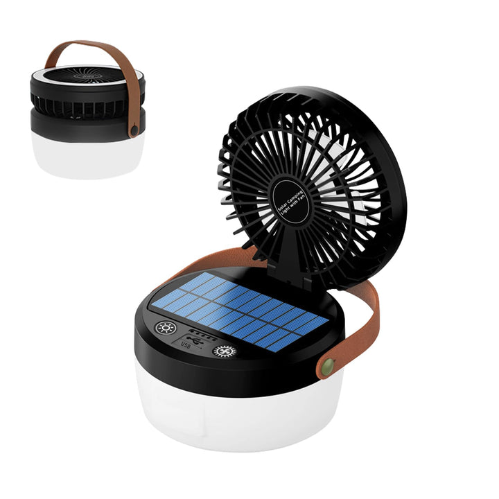 Solar Camping Ventilator, USB Rechargeable Fan, Tischventilator akku Ventilator Camping Campinglampe