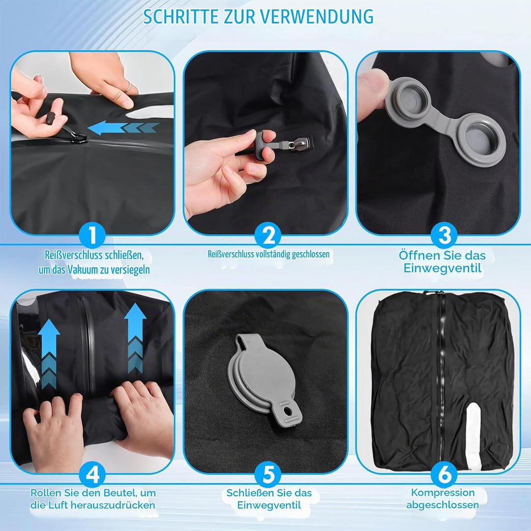 Vakuumbeutel für Reisen,28L TPU Vakuumierbeutel mit IP67 Luftdichtem Reissverschluss,Wiederverwendba