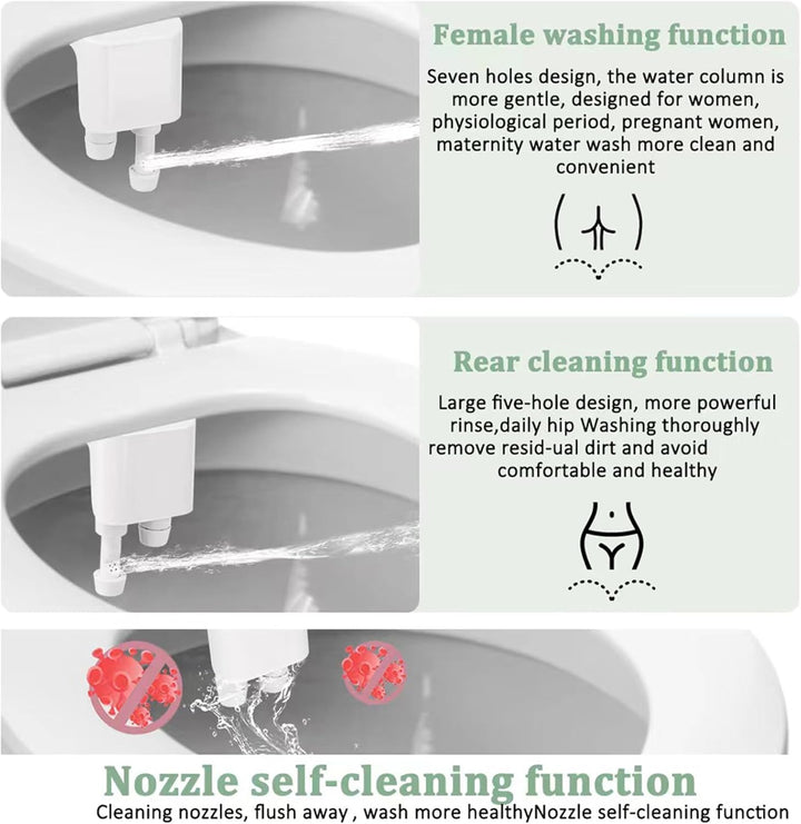 Smart WC-Spüler, Bidet, nicht-elektrischer Düsensprüher 43 x 12 x 7 cm, einstellbarer Wasserdruck, h