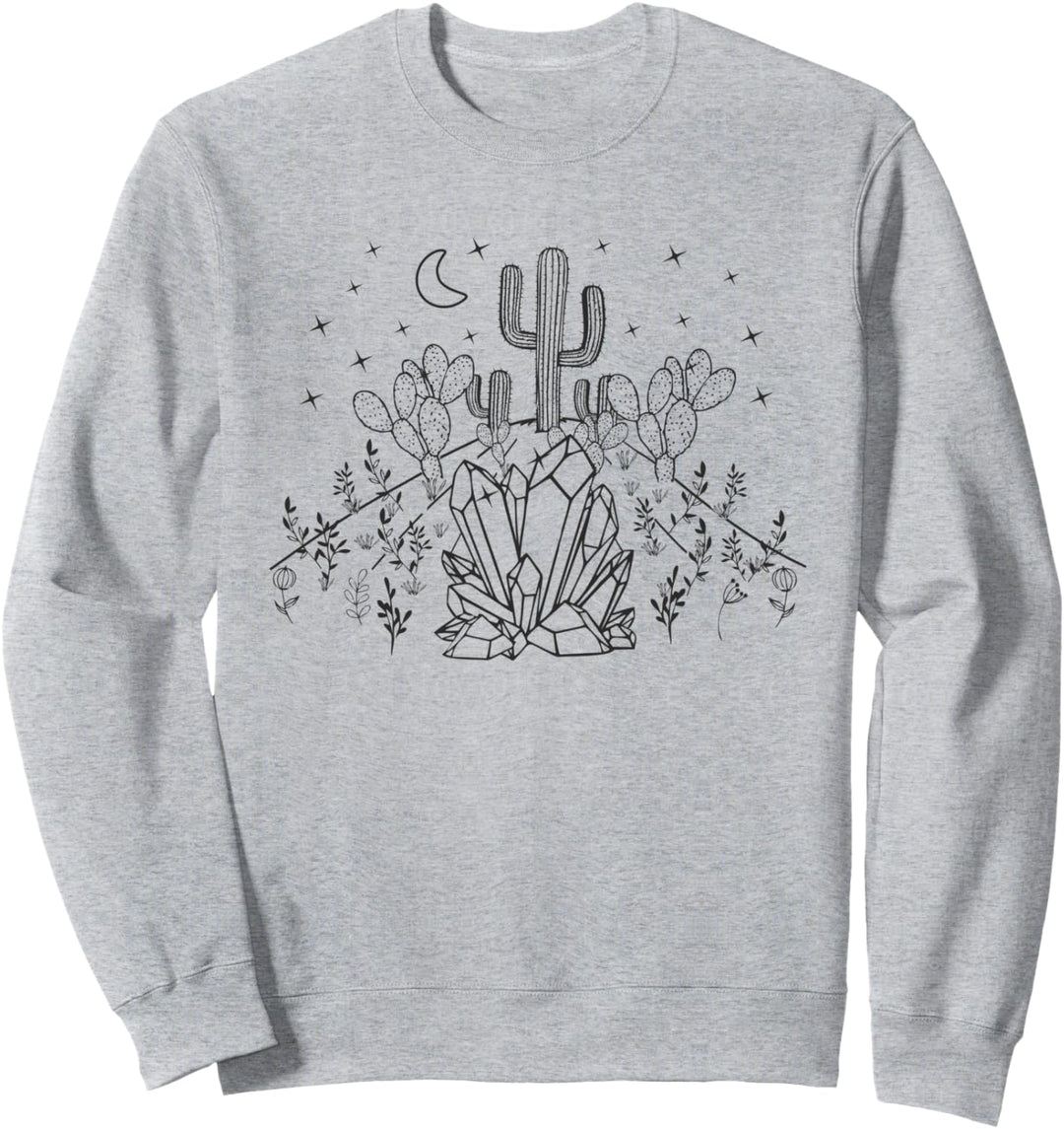 Crystals Sukkulents Moon Witchy Night Barren Gothic Art Gothic Sweatshirt