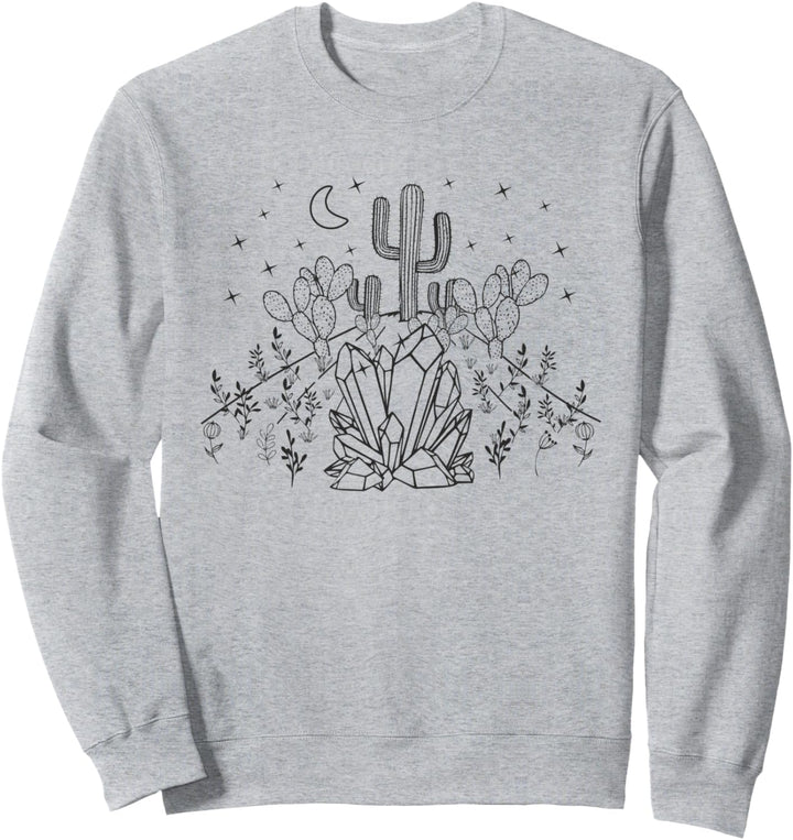 Crystals Sukkulents Moon Witchy Night Barren Gothic Art Gothic Sweatshirt