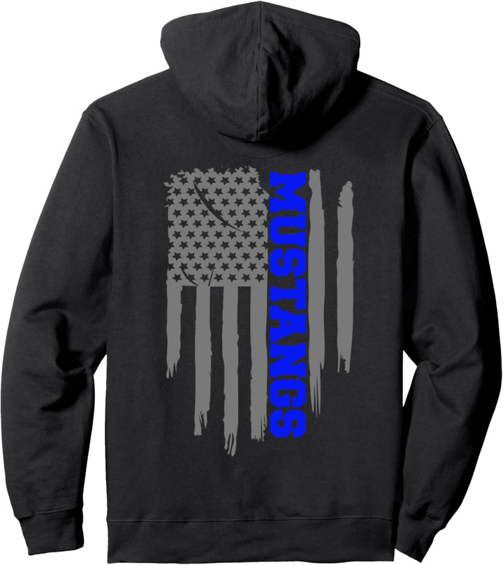 Friendswood Mustangs Amerikanische Flagge, Grau Pullover Hoodie