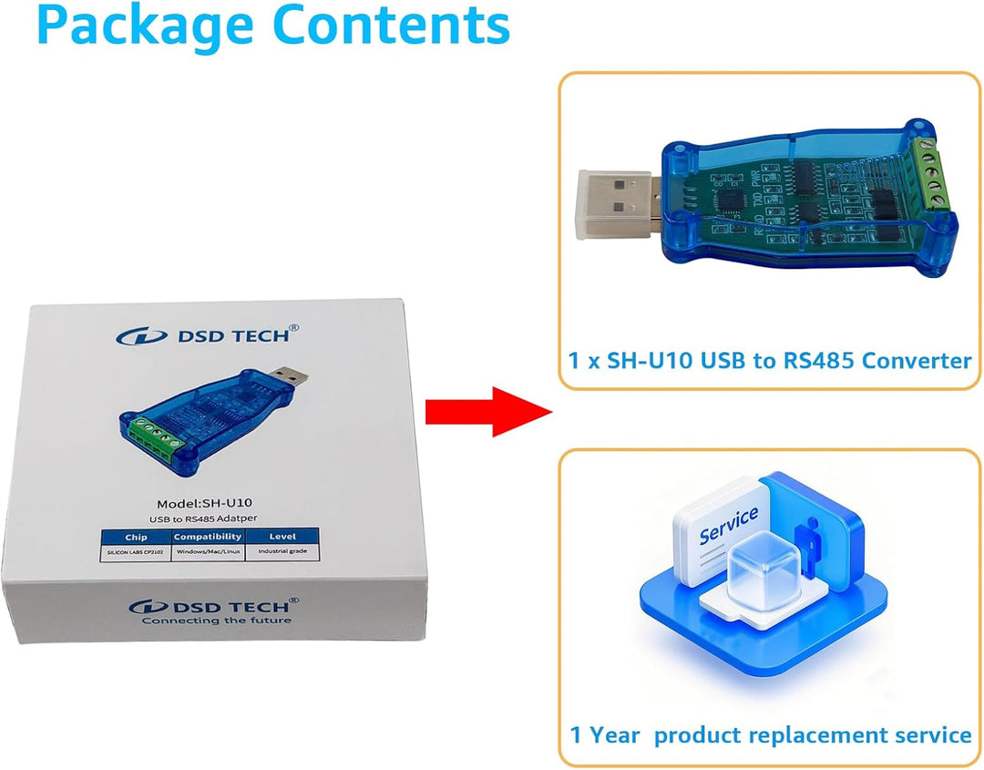 DSD TECH SH-U10 USB-zu-RS485-Konverter für Modbus