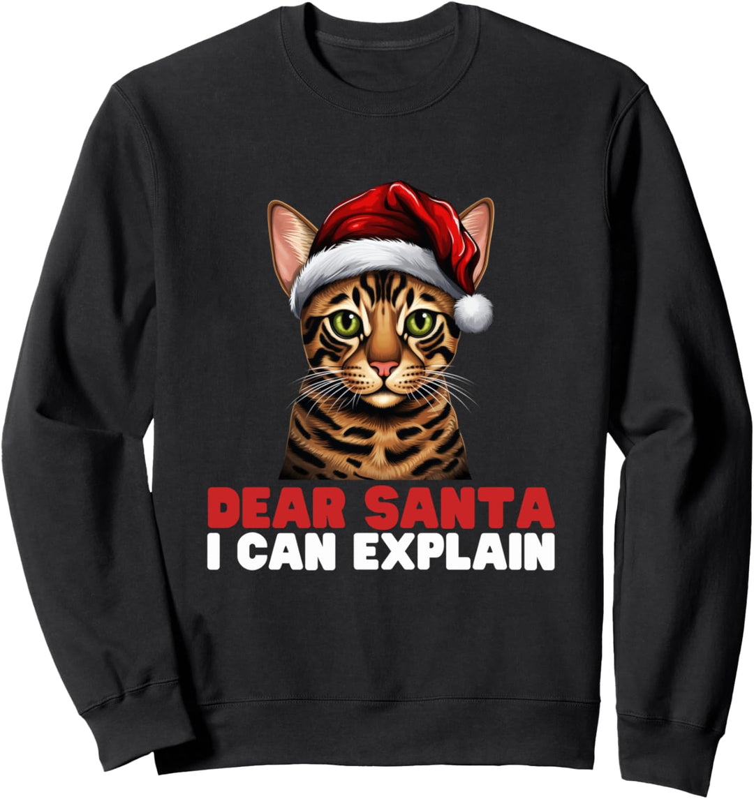 Dear Santa I Can Explain Funny Bengal Cat Christmas Pyjamas Sweatshirt