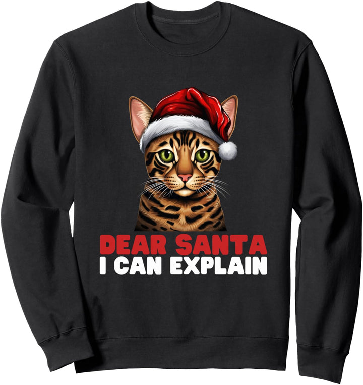 Dear Santa I Can Explain Funny Bengal Cat Christmas Pyjamas Sweatshirt