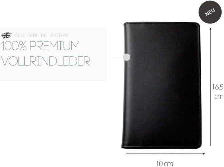 DELMON VARONE - Personalisierbarer Taschenkalender 2024 Boxcalf Leder schwarz - Organizer Terminplan