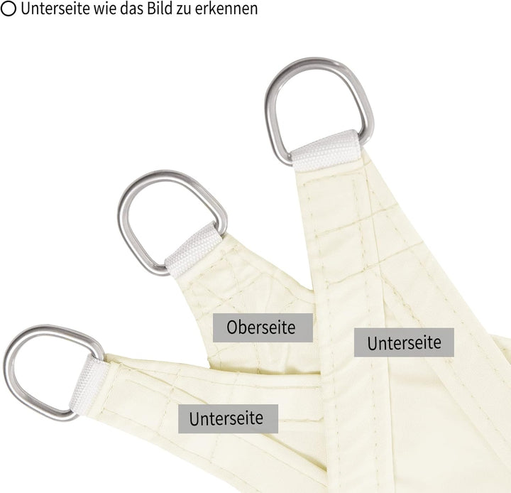 WOLTU Sonnensegel Dreieck 3,6x3,6x5,1m Creme wasserabweisend Sonnenschutz Polyester Windschutz mit U