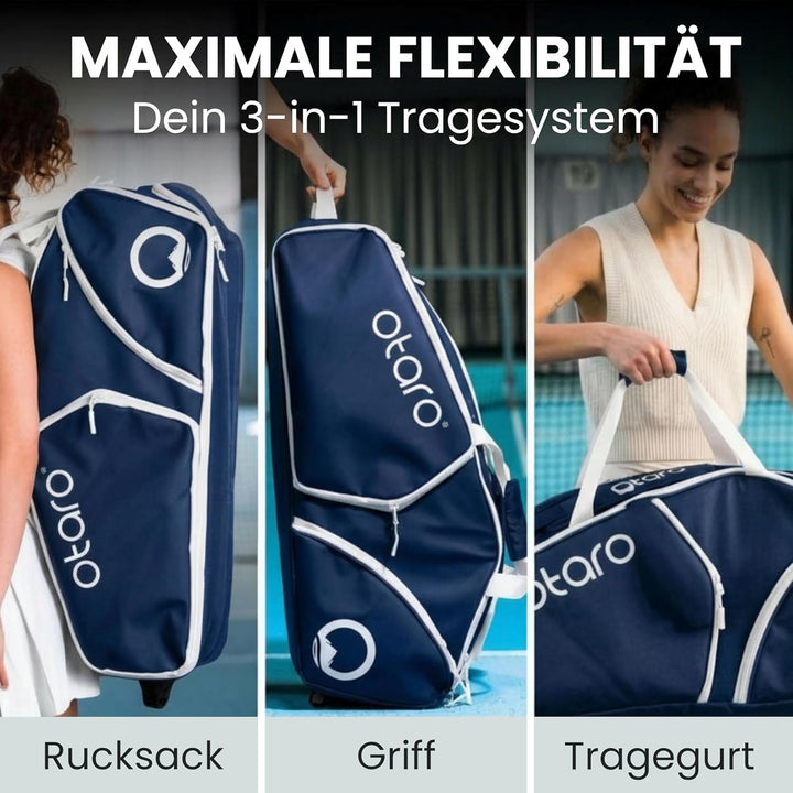 Otaro Tennistasche 82L | Tennisschläger Tasche für 4 Schläger mit Thermofach, Schuhfach & Kühlfach |