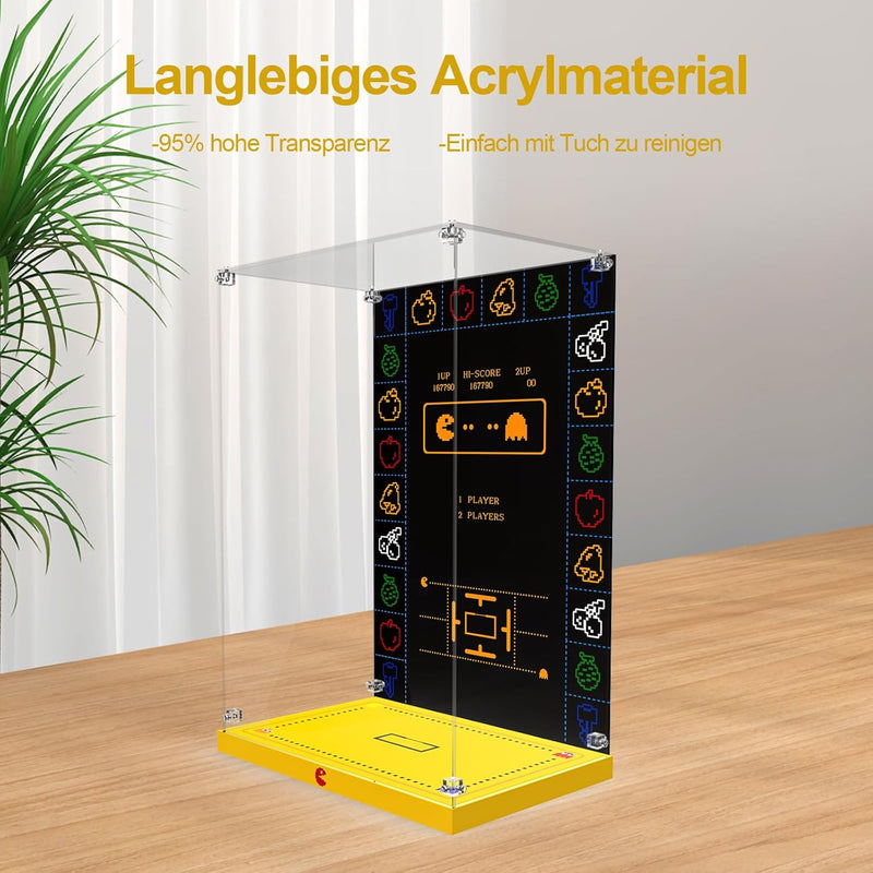cooldac Acryl Vitrine Box für Lego-10323 Icons PAC-Man Spielautomat Bausteine Modell, staubdicht Tra