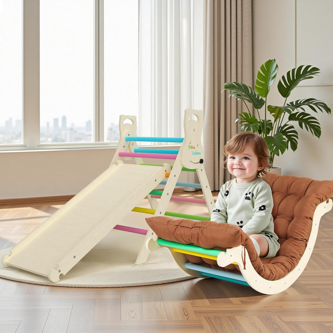Yrthe Voitom Klettergerüst Indoor Montessori Spielzeug ab 1.5 2 3 4 + Jahr, Upgrade 7-in-1 Kletterdr