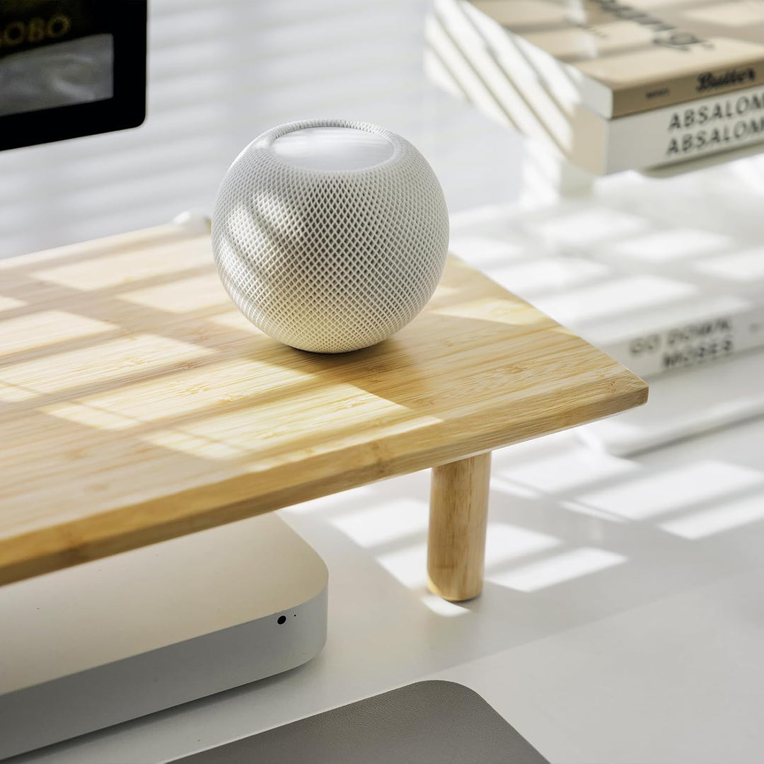 Bamboo Dual Monitor Ständer mit Ablagefach - Ergonomischer Schreibtischorganizer fürs Home Office, W