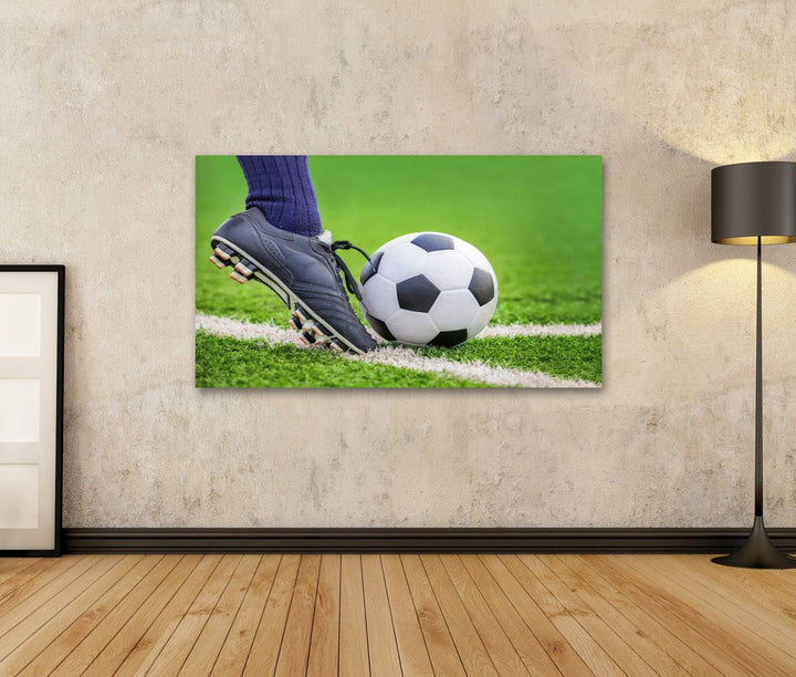 islandburner Bild auf Leinwand Schiessen Fussball Ball Füsse Fussballfeld Bilder Wandbilder Poster,