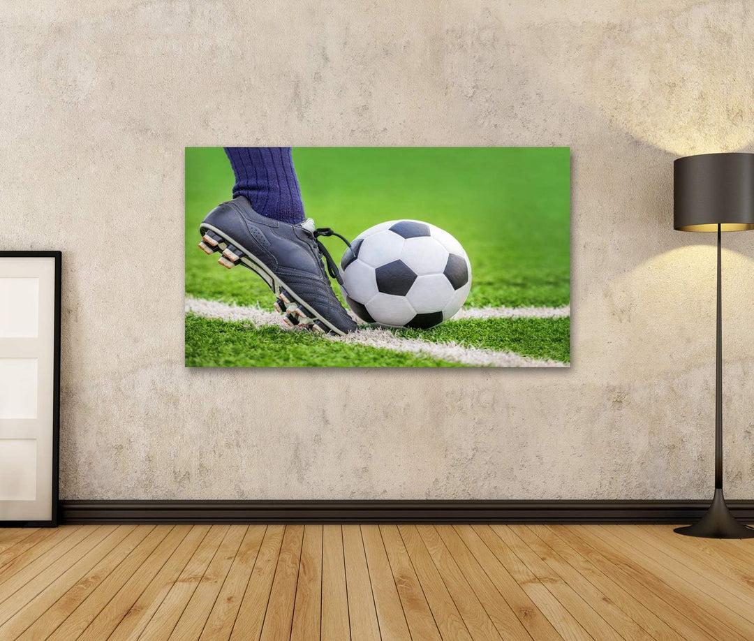 islandburner Bild auf Leinwand Schiessen Fussball Ball Füsse Fussballfeld Bilder Wandbilder Poster L