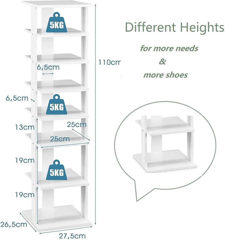 GIANTEX Schuhregal mit 8 Ebenen Schschrank Holz Schuhständer vertikal platzsparend Schuh-Organizer L