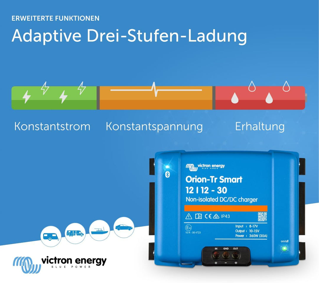 Victron Energy Orion-Tr Smart 12/12-Volt 30 Amp 360-Watt DC-DC Ladebooster, Nicht isoliert