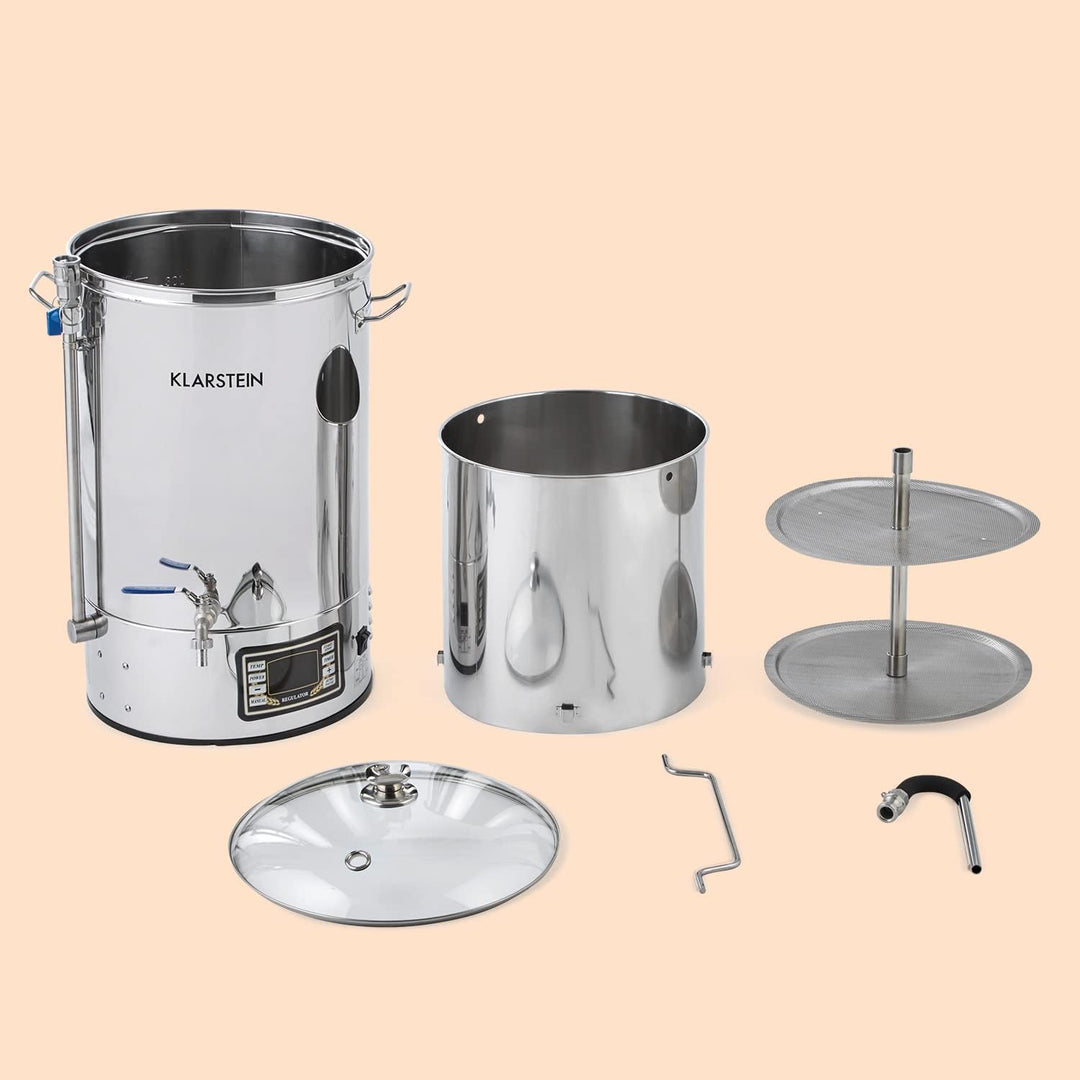 Klarstein Mundschenk - Bierbrauanlage, Maischekessel, 30 L, 2500 W, Touch-Panel, Umwälzpumpe, Edelst