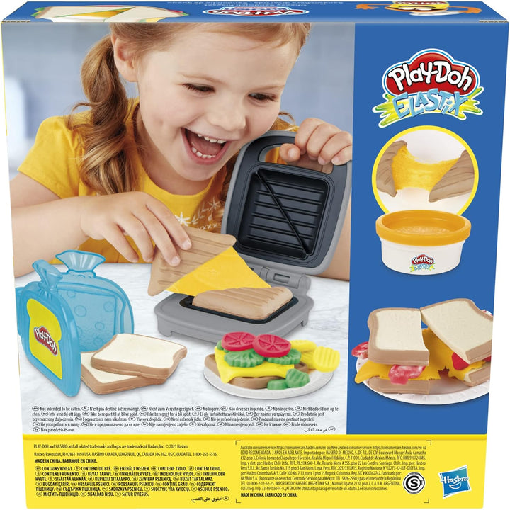 Play-Doh Kitchen Creations Sandwichmaker Set für Kinder ab 3 Jahren Elastix Knete und 6 weiteren Far