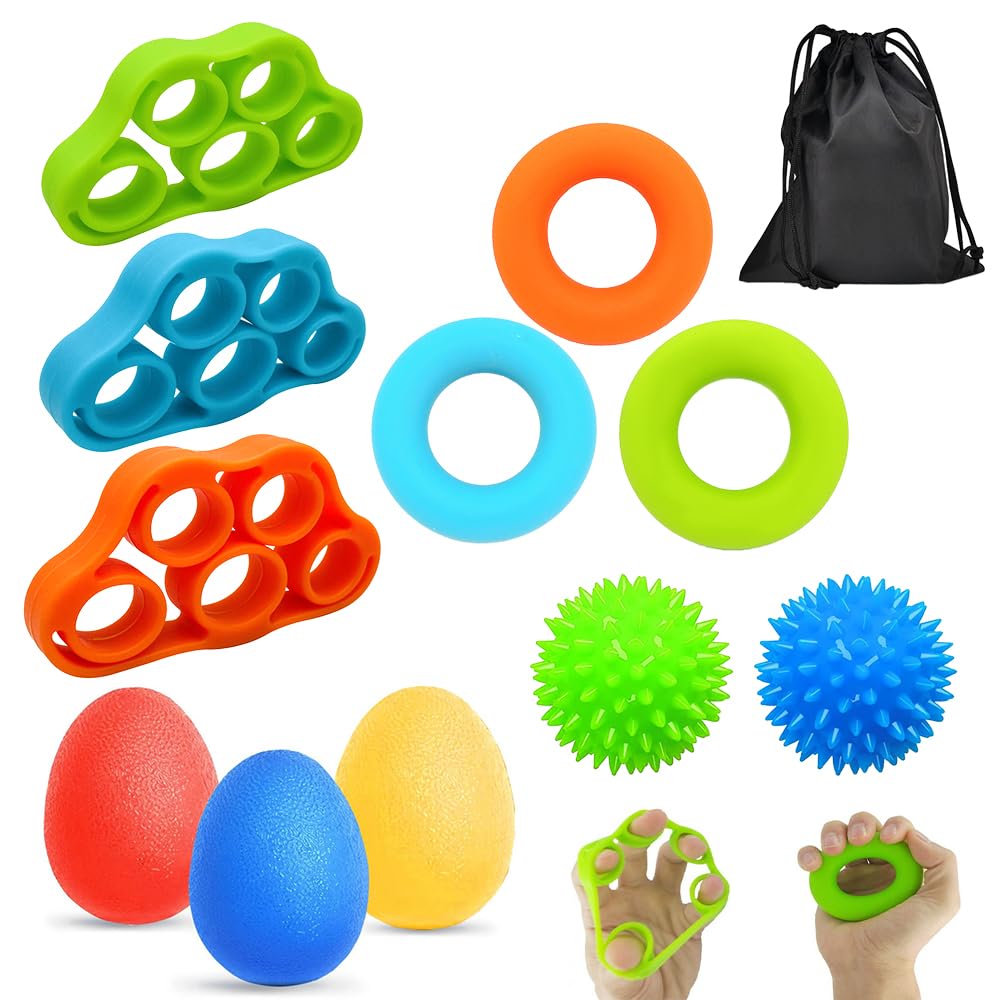 Fingertrainer Handtrainer Ball Set, 11 Stück Handtrainer Fingertrainer Ball Weich mit 3 Stärken für