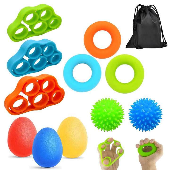Fingertrainer Handtrainer Ball Set, 11 Stück Handtrainer Fingertrainer Ball Weich mit 3 Stärken für