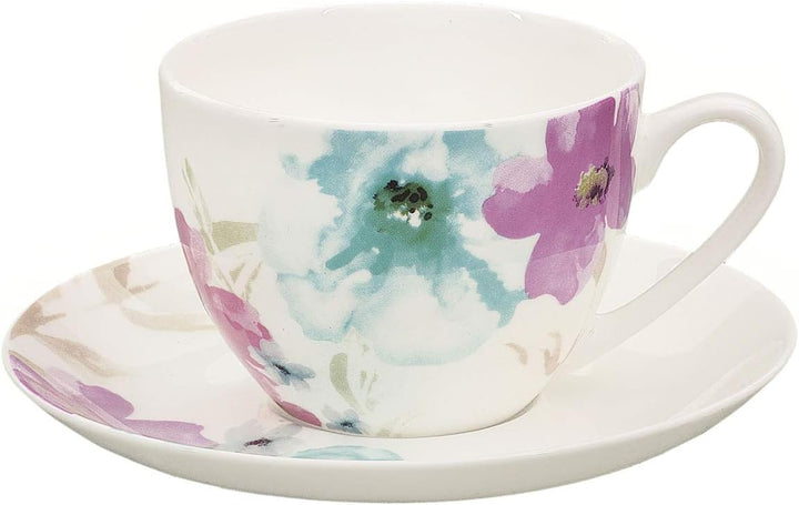 Kaffeetassen Set aus Fine Bone China Porzellan. 6 Kaffeetassen je 210ml und 6 Unterteller mit stilvo
