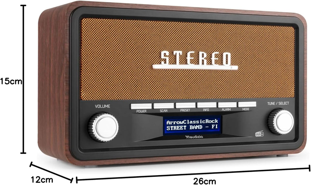 Audizio Foggia, Retro Radio, DAB Plus Radio, Bluetooth, Alarmfunktion, Radiowecker, Nostalgie Radio,
