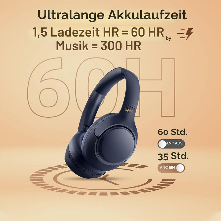 QCY H3 ANC Bluetooth Kopfhörer Over Ear,Hybrid Active Noise Cancelling Kopfhörer,Hi-Res Sound,60H Ak