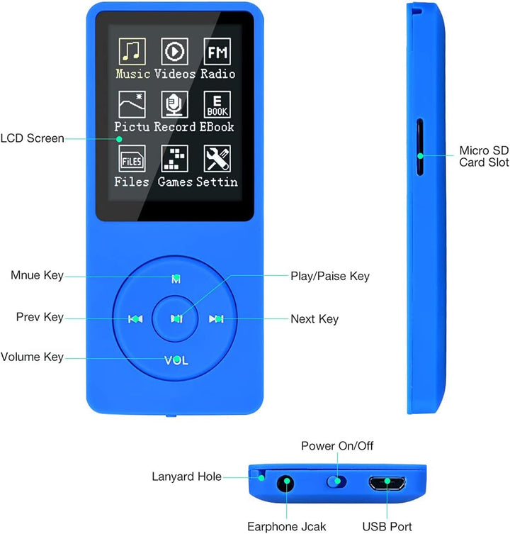 MP3-Player, MP3/MP4 digitaler Musik-Player, Lychee Upgrade, 8 GB, tragbarer HiFi-Sound, Musik-Player