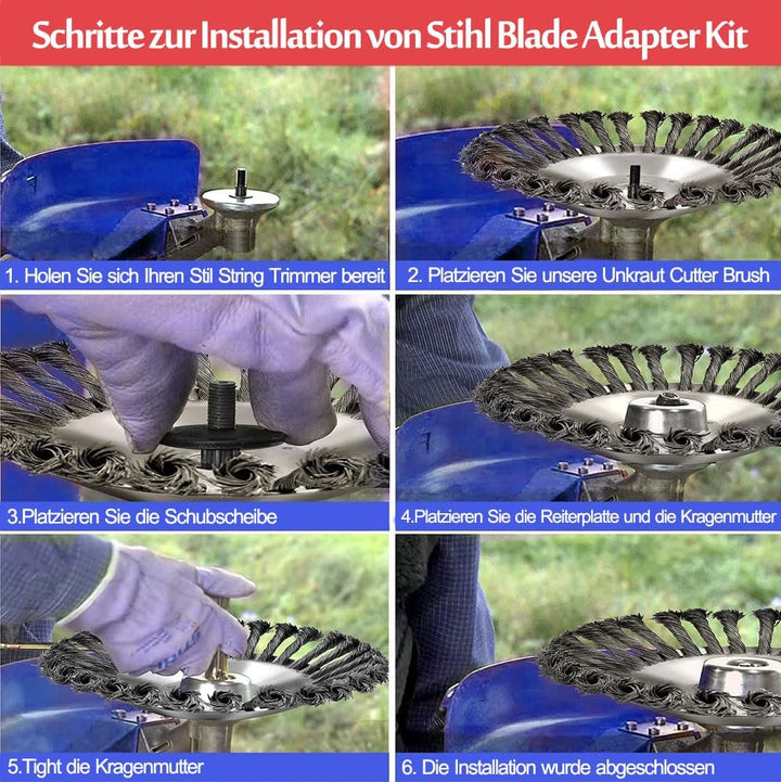 Unkrautbürste für Rasentrimmer,2 Stücke Motorsense Drahtbürste,Kegel Unkrautbuerste,Profi Unkrautbür