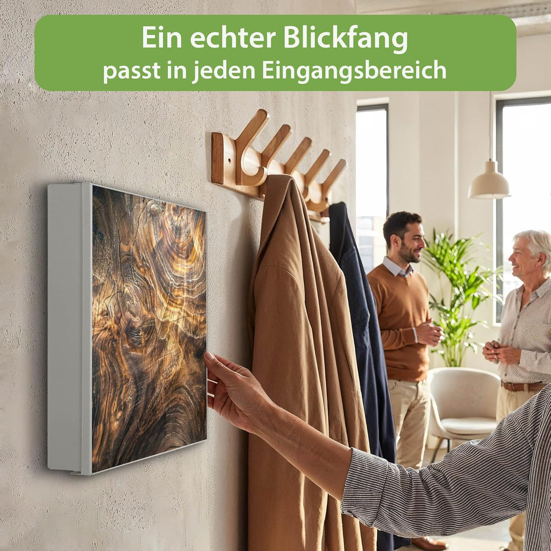 banjado Grosser Schlüsselkasten Glas - Schlüsselbox 30x30cm mit 50 Haken - Schlüsselkasten modern fü