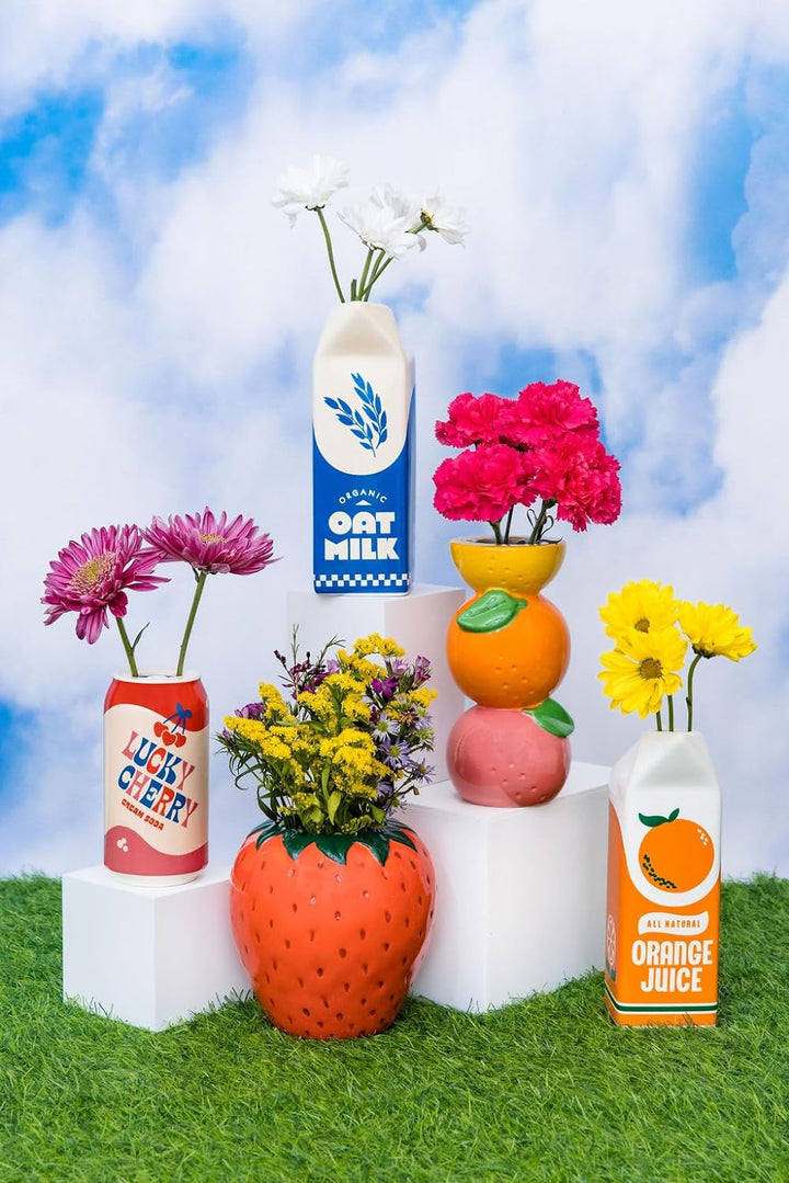 ban.do Dekorative Keramikvase, einzigartige Dekoration für Zuhause/Küche/Büro, gestapelte Zitrusfrüc