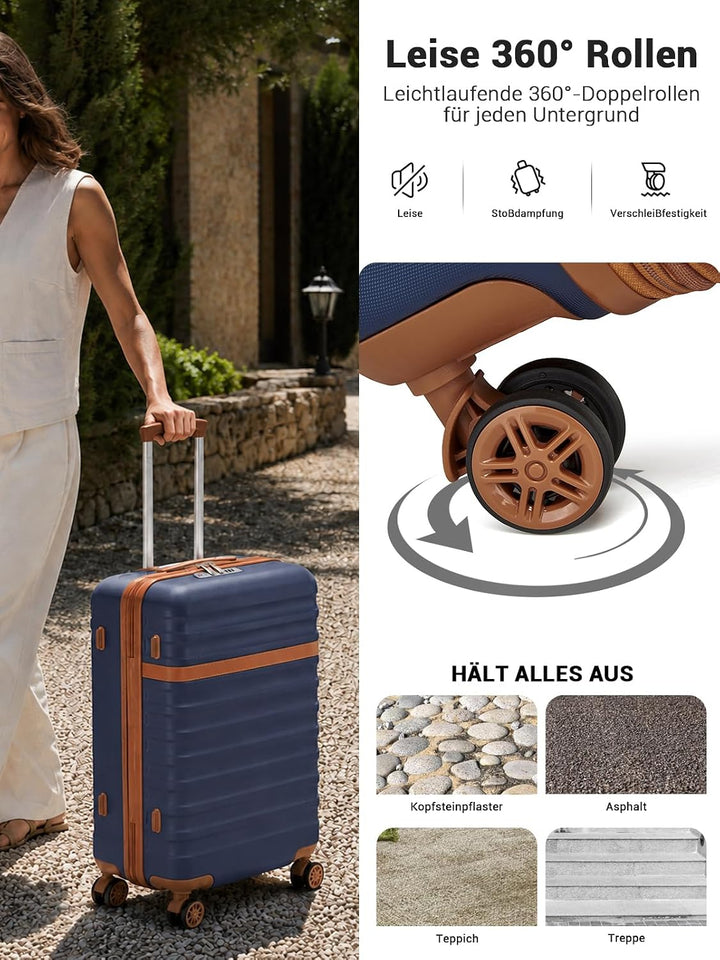 KONO Handgepäck Koffer Trolley Koffer Reisekoffer leicht aus ABS+PC mit 4 Rollen Hartschalenkoffer T