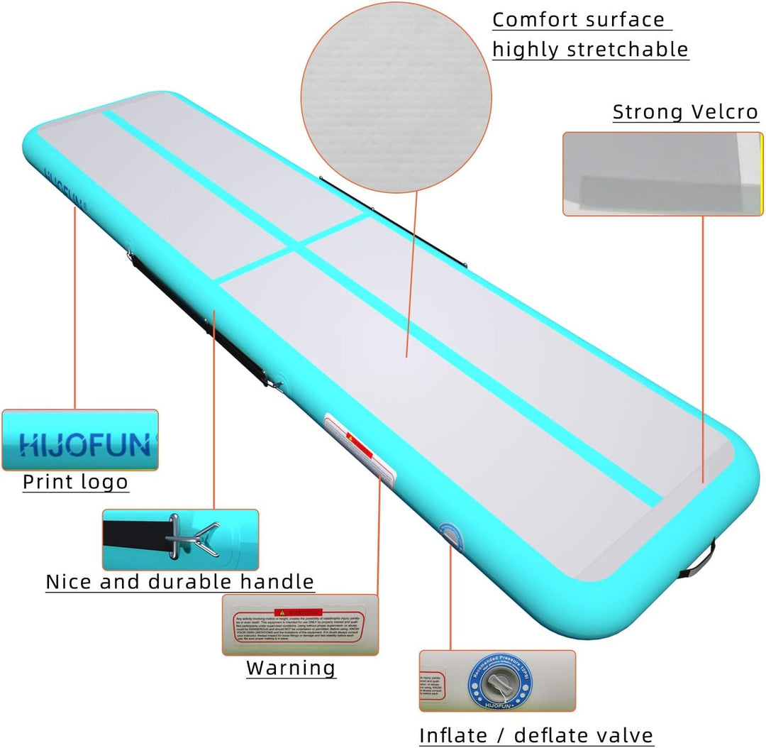 HIJOFUN Aufblasbare Gymnastik Tumbling Matten 3/4/5/6Meters 20CM Höhe Trainings Matte Länge Bodenmat