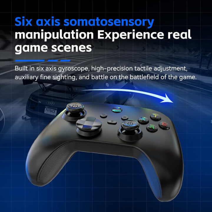 UHM PC Controller, Wireless 2.4G PC Gaming Controller PC Android Switch iPhone 6 Axis-Gyroskop,Hall-