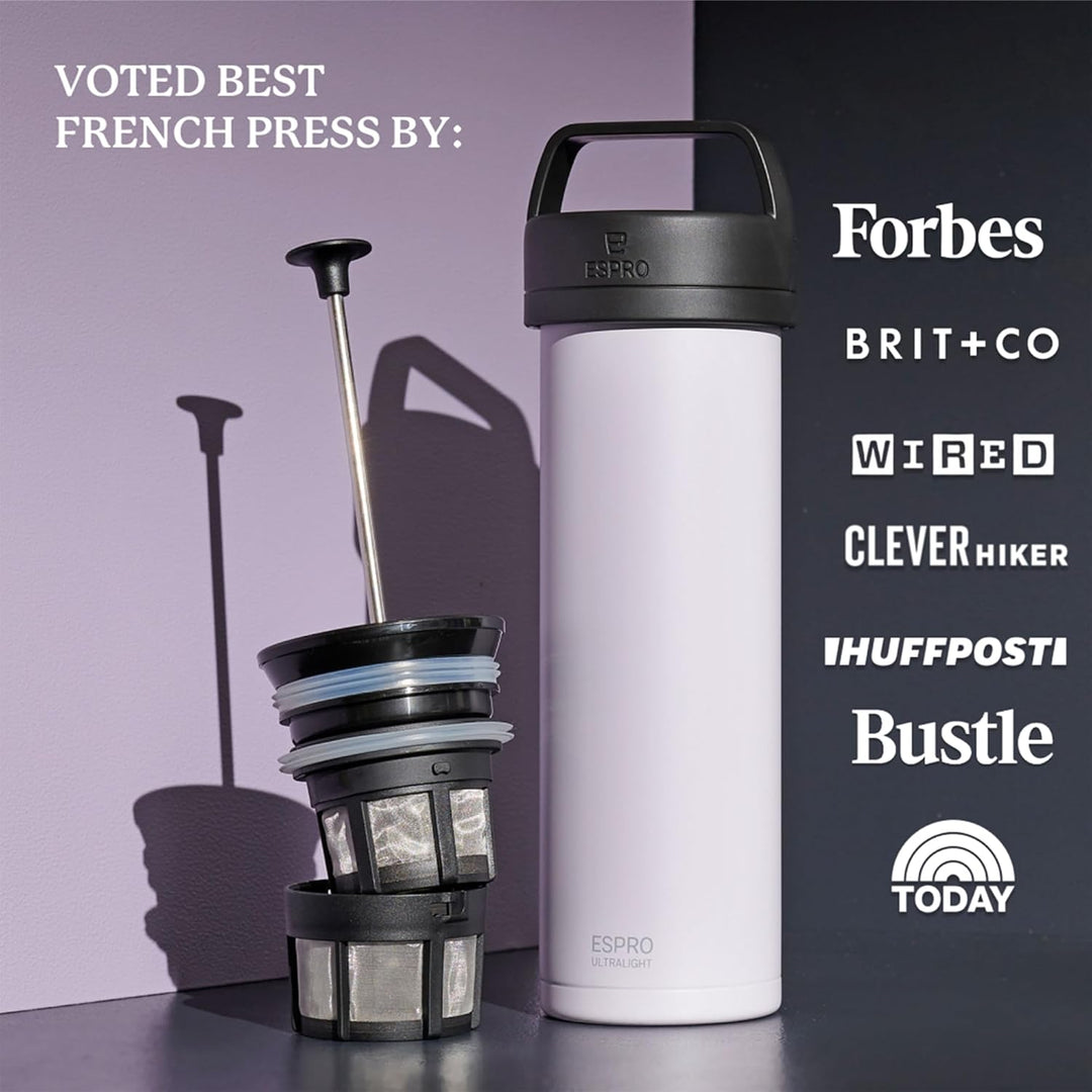 ESPRO – P0 Ultralight – Französische Kaffeepresse für Einzelportionen und leichte Trinkflasche für R