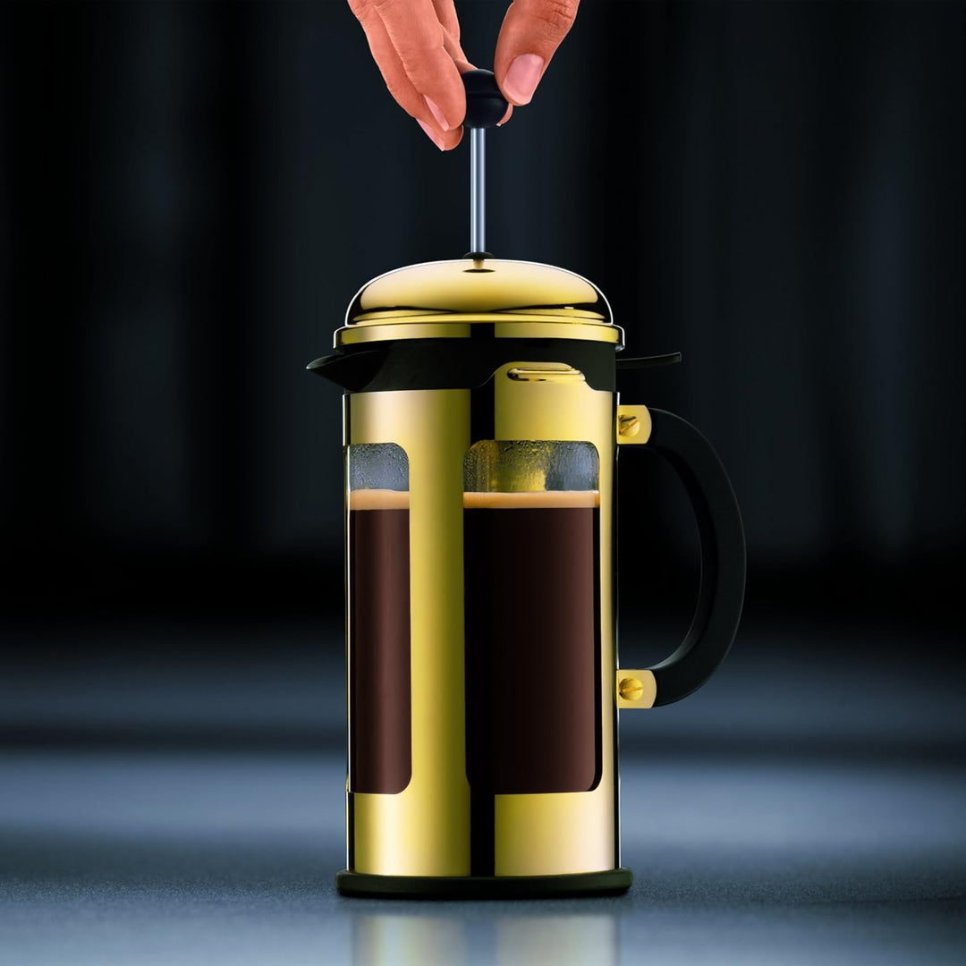 Bodum New Chambord Kaffeebereiter 8 Tassen, Chrom, Gold, cm, 10.7 x 17.5 x 25 cm, 1 Einheiten 1 Litr