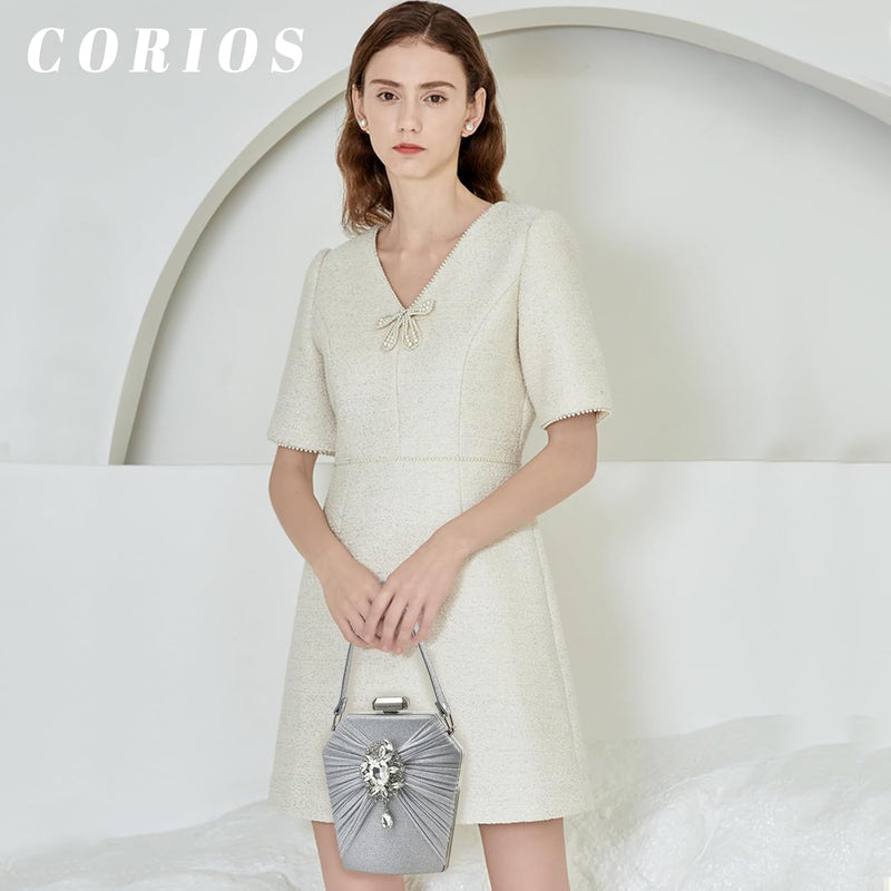 CORIOS Abendtasche Damen Strass Clutch Bag Shiny Diamant Handtasche Klein Tasche Elegante Umhängetas
