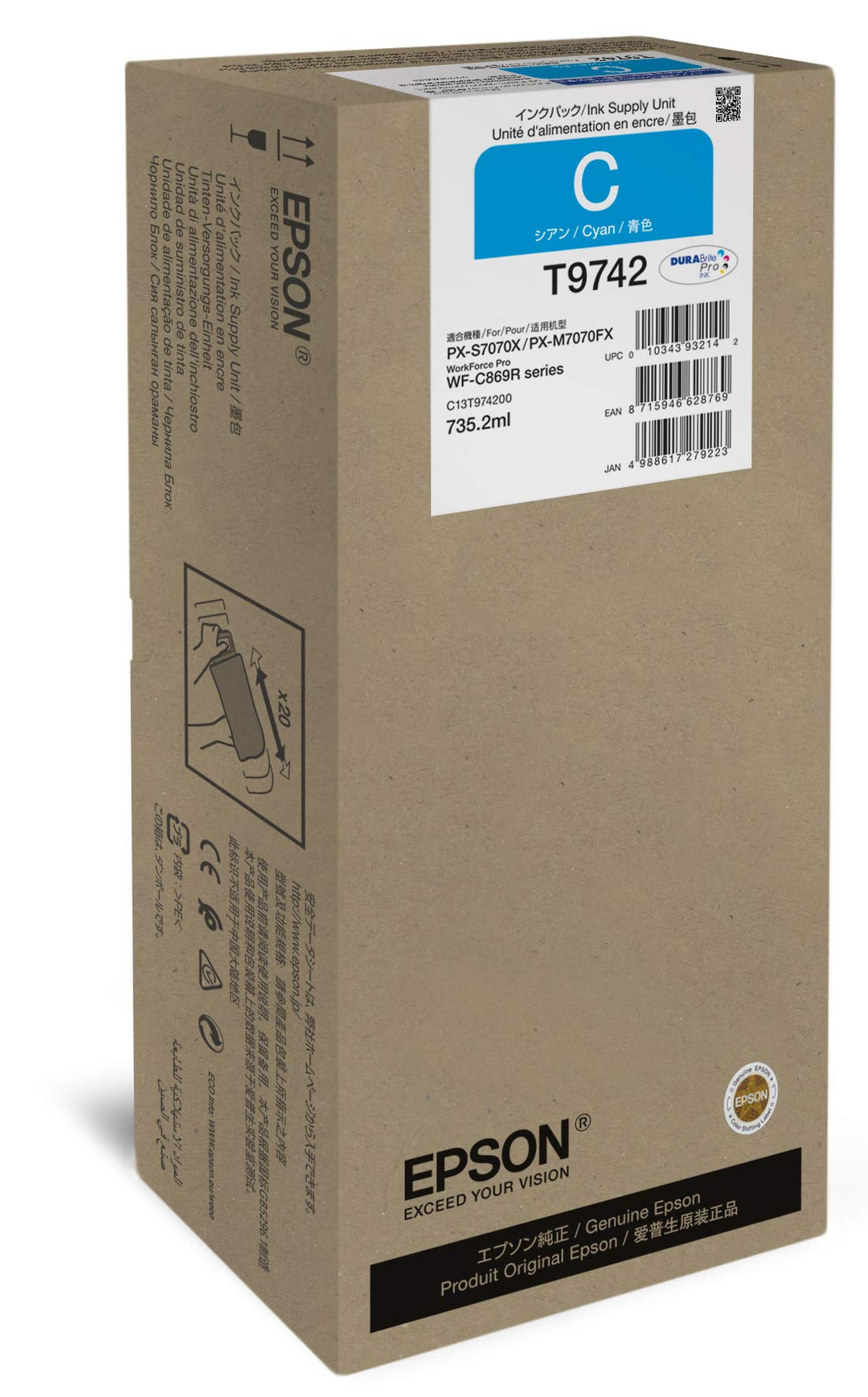 Epson C13T974200 passend für WFC869R Tinte Cyan 735, 2ml