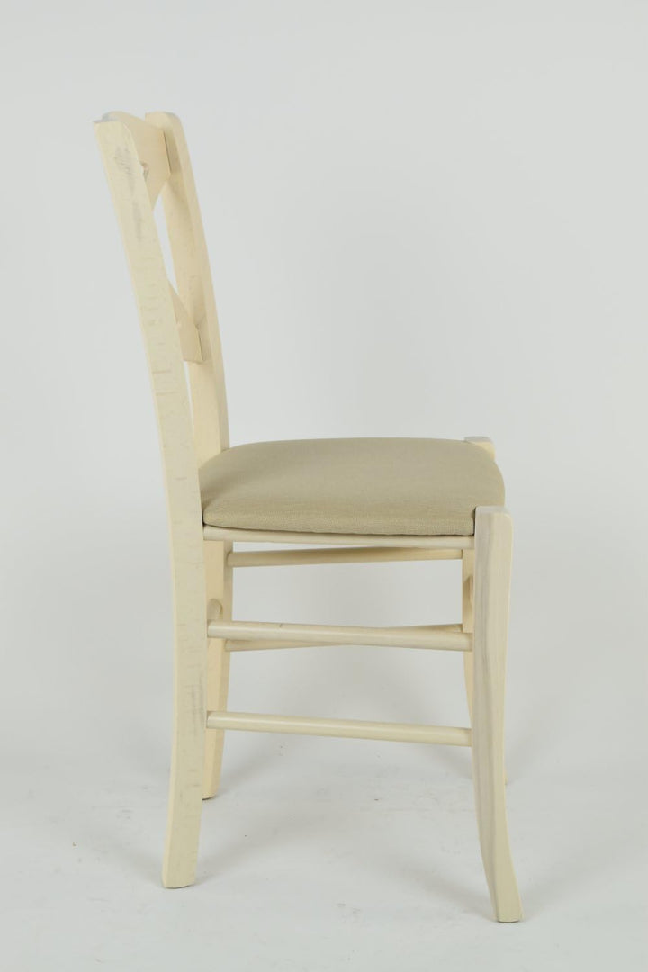 TM C S Tommychairs Klassischer Cross Stuhl für Küche, Bar, Esszimmer, mit Gestell aus Buchenholz lac