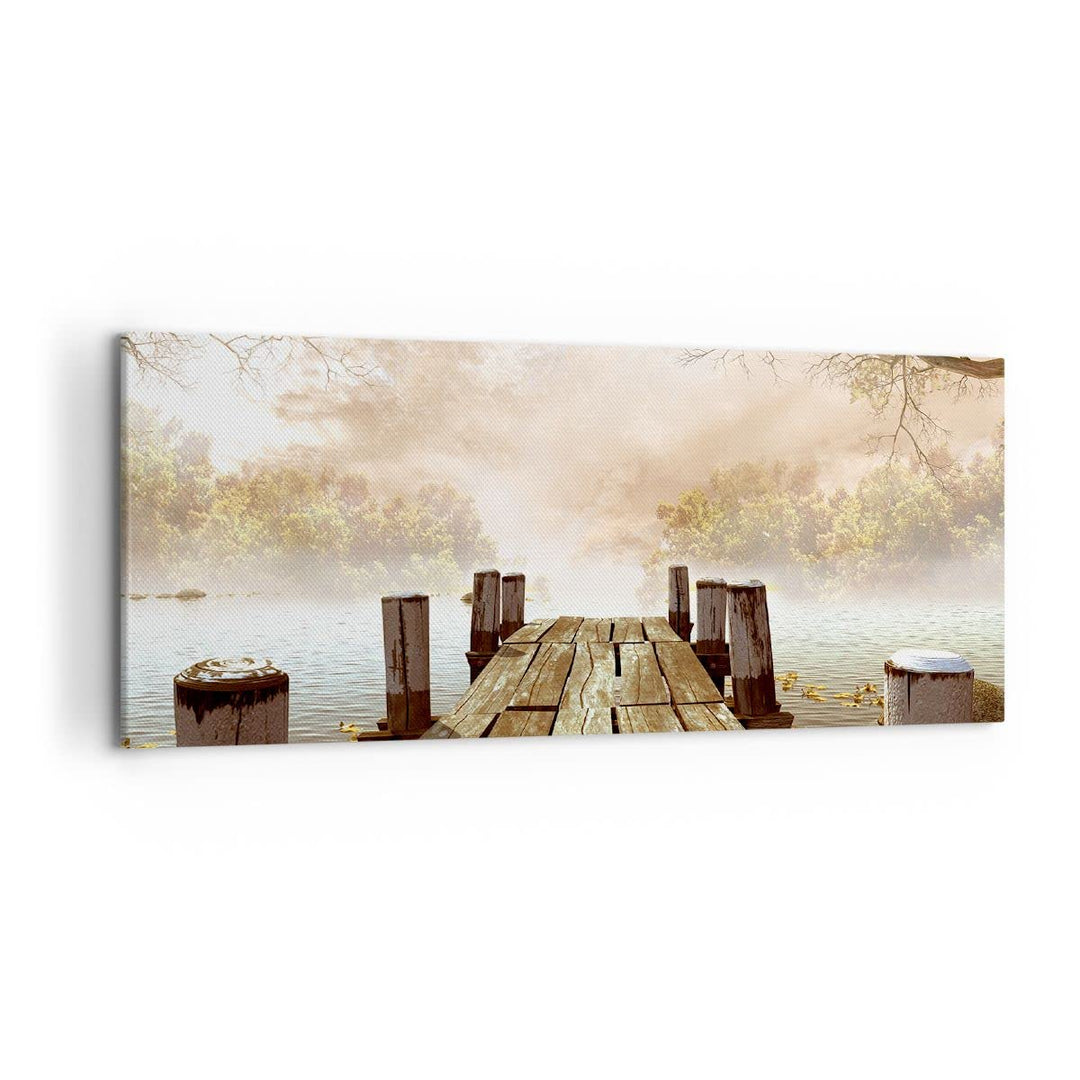 Wandbilder Dekoration Wohnzimmer Illustration herbst landschaft bäume Bilder auf Leinwand 120x50cm L