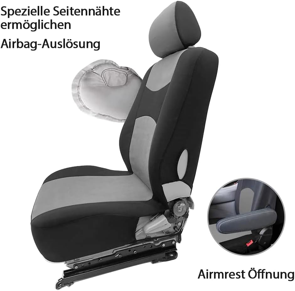 TOYOUN Van-Sitzbezüge, zweifarbig, universell, passend für die meisten Vans, LKWs, Vordersitzbezüge,