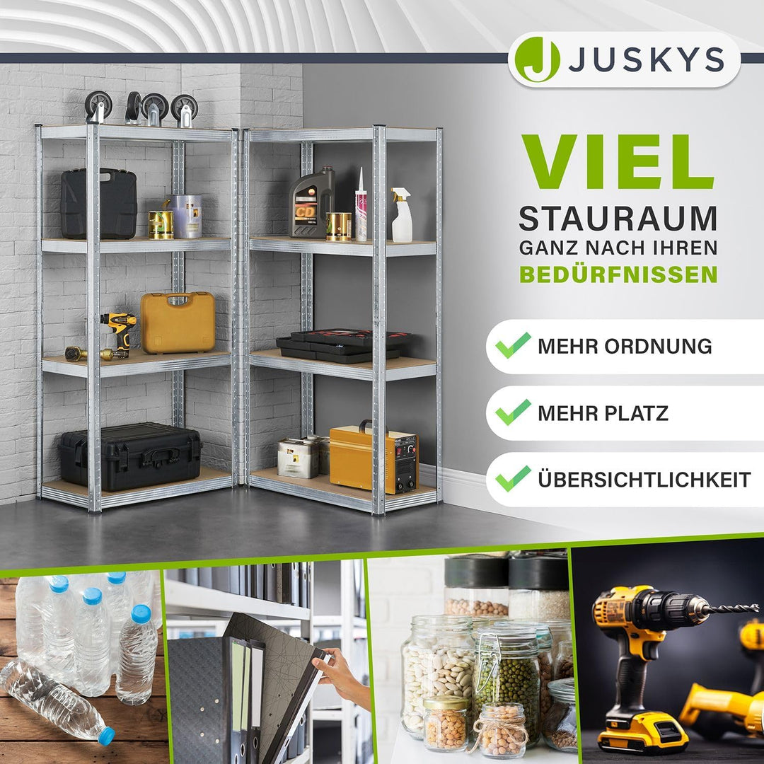 Juskys 2er-Set Lagerregal Easy 2X 160x80x40cm (HxBxT) | 640kg Traglast | 8 Böden | Metall Schwerlast