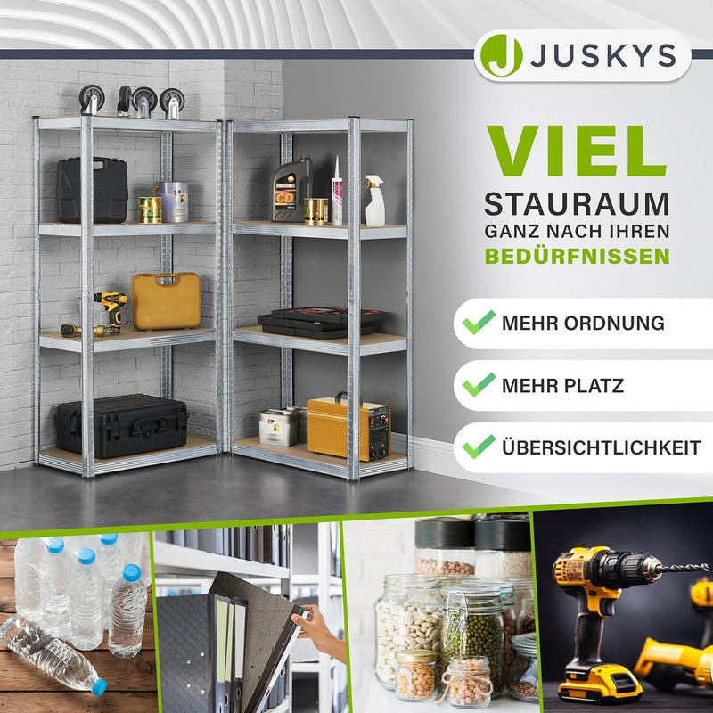 Juskys 2er-Set Lagerregal Easy 2X 160x80x40cm (HxBxT) | 640kg Traglast | 8 Böden | Metall Schwerlast