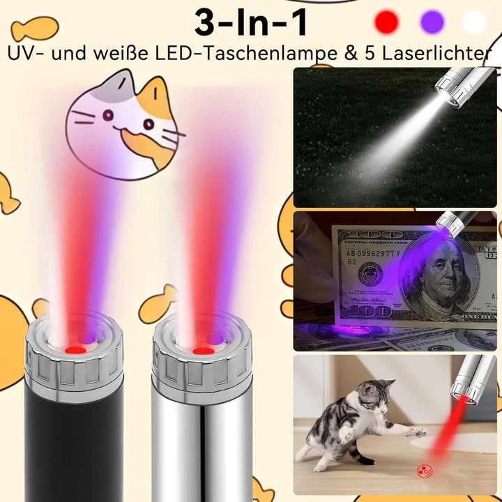 Interaktives Katzenspielzeug Pointer mit LED Lichter LCD Elektrischer USB Wiederaufladbar für Katze
