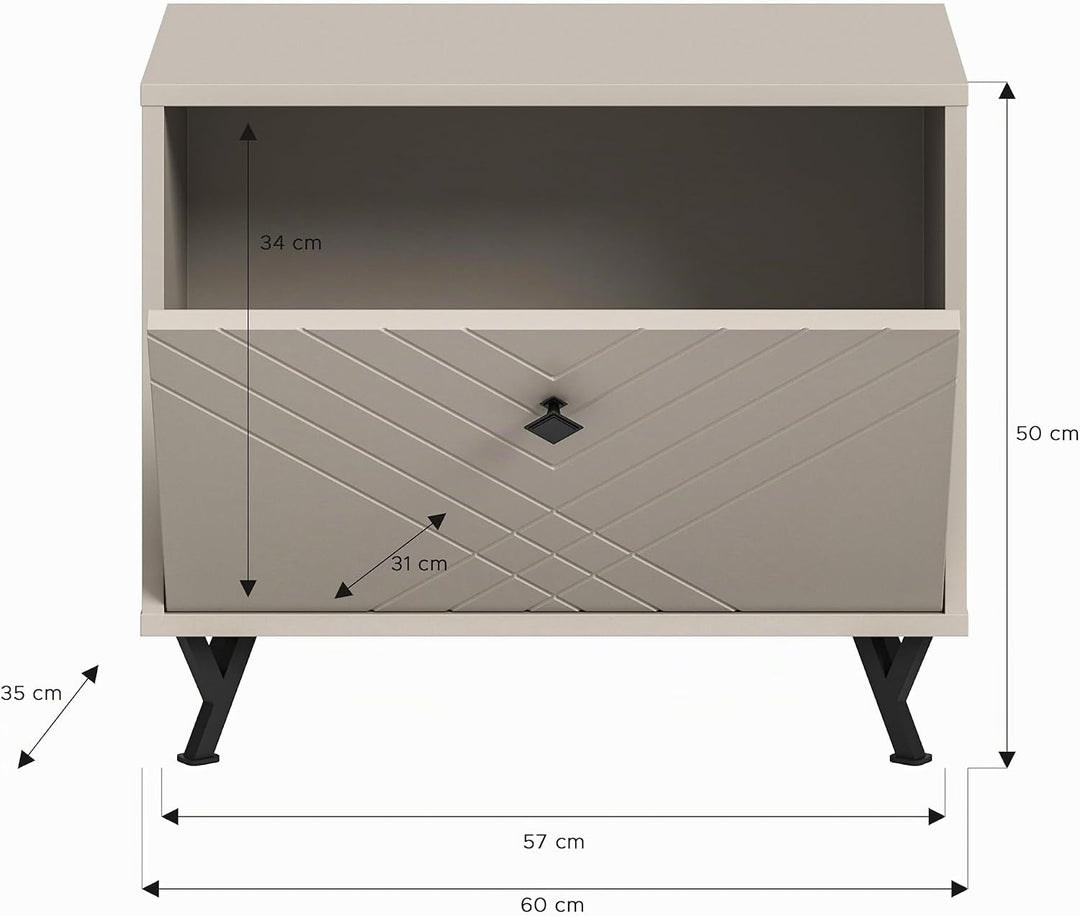 xonox.home Garderobe Notes Sitzbank Bank Garderobenbank Flurbank Truhe Front sandbeige melamin Korpu
