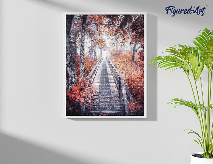 Figured'Art Diamond Painting Erwachsene 40x50cm Ganze Leinwand gerollt Waldweg 5D Bilder Eckige Stei
